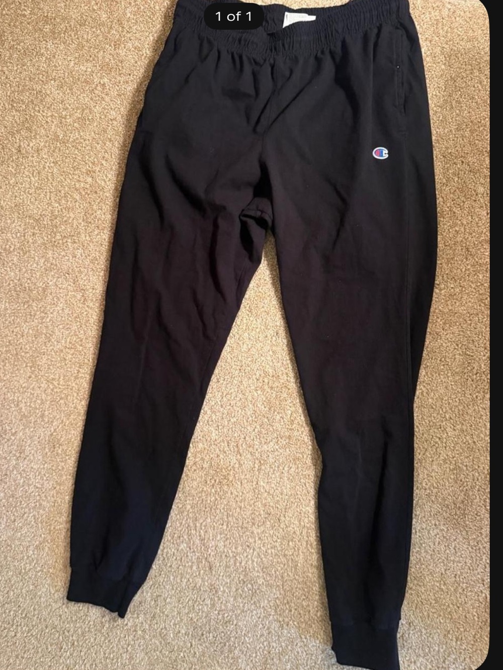 Champion Black Athletic Jogger Sweatpants with Embroidered Logo